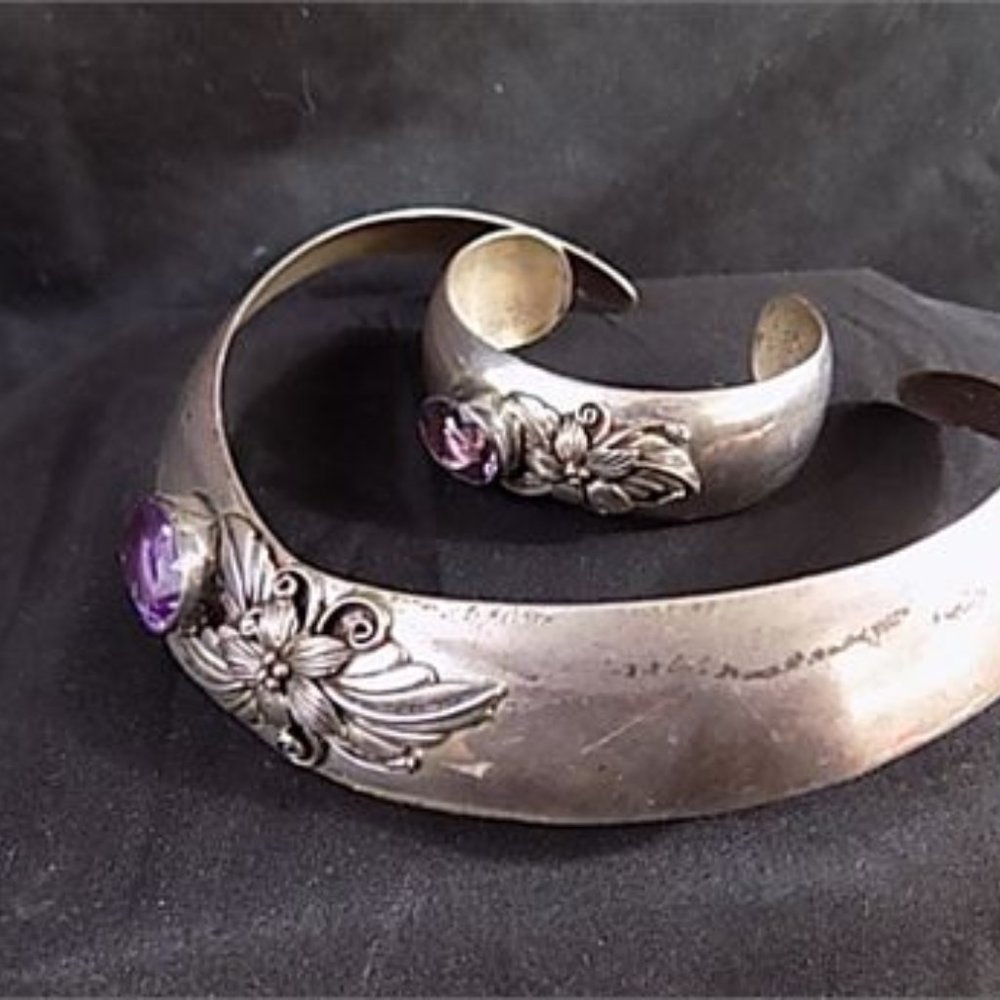 Carol Felley Choker Sunrise Silver Amethyst 1986 - Picture 2 of 6